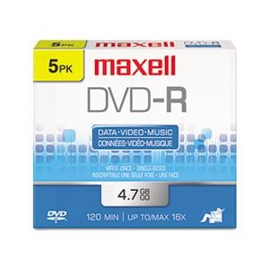 DVD-R 4.7 enregistrable (Étui transparent)) de Maxell - 5 emballés