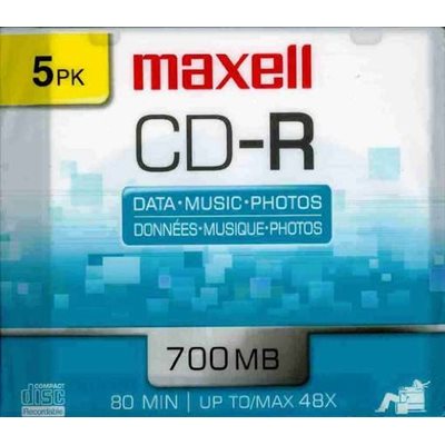 CD-R 700 - Boîtier mince de Maxell - 5 emballés CD-R 700 - Boîtier mince de Maxell - 5 emballés