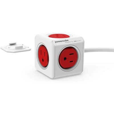 Allocacoc - Power Cube - 5 prises - Multiprise étendue - Cordon rouge 5' Allocacoc - Power Cube - 5 prises - Multiprise étendue - Cordon rouge 5'