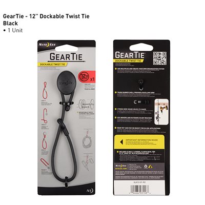 NITE IZE GEAR TIE DOCKABLE TWIST TIE - 12'' BLACK NITE IZE GEAR TIE DOCKABLE TWIST TIE - 12'' BLACK