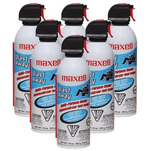 Boite de 6x bouteilles d'air comprimé de Maxell Multi-usage (10oz/295ml)