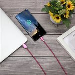 LAX 6FT Durable Braided Nylon USB-C to USB-A Cable-MAGENTA - ENG ONLY