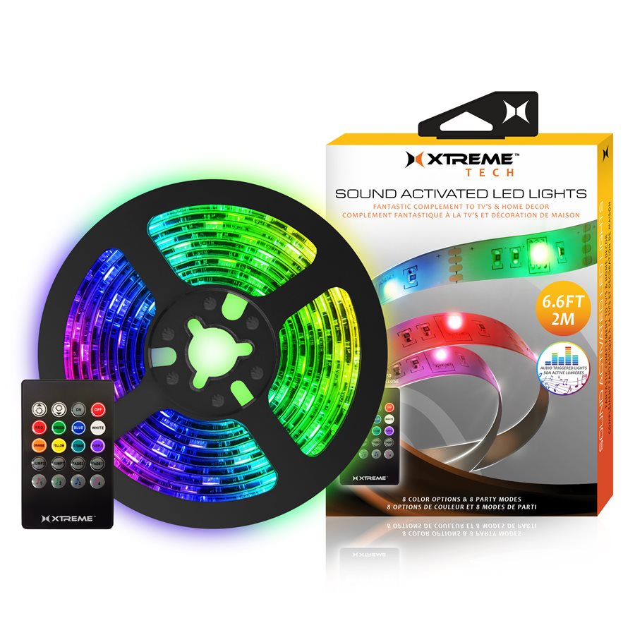 XTREME 6.6FT Sound Activated LED Lights with Remote Control