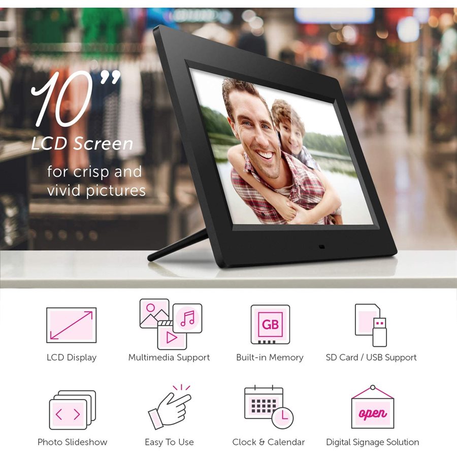 ALuratek 10" WiFi Digital Photo Frame with Toucjscreen IPS LCD Display