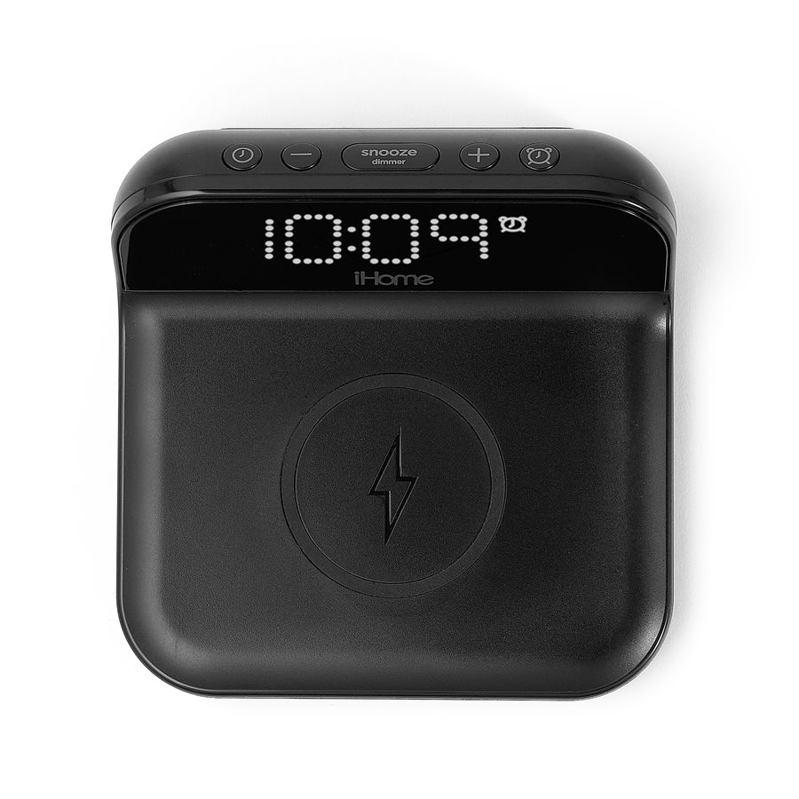 iHome IOP18 Bluetooth Alarm Clock with USB and Qi wireless charging Black
