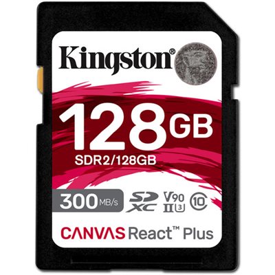 Kingston 128GB Canvas React Plus SDXC UHS-II 300R/260W U3 V90 for Full HD/4K/8K