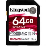 Kingston 64GB Canvas React Plus SDXC UHS-II 300R/260W U3 V90 for Full HD/4K/8K