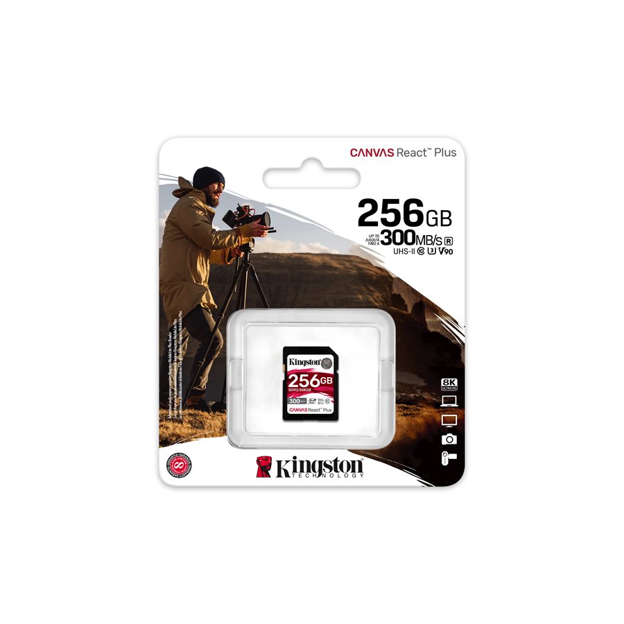 Kingston 256GB Canvas React Plus SDXC UHSII 300R/260W U3/V90/4K/8K (CAN ...