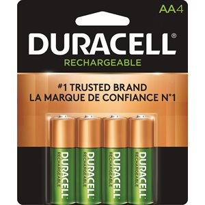 DURACELL RECHARGEABLE AA Nickel Metal Hydride Battery PACK OF 4
