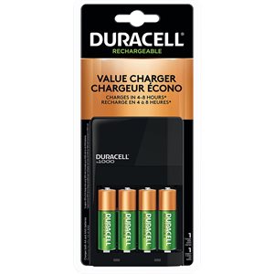DURACELL Chargeur et batteries rechargeables (4xAA Nickel Metal Hydride incluses)