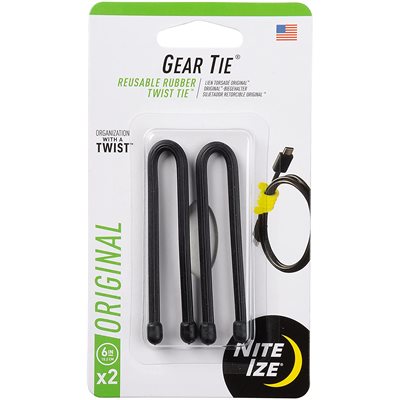 NITE IZE Gear Tie Reusable Rubber Twist Tie 6 in. - 2 Pack - Black NITE IZE Gear Tie Reusable Rubber Twist Tie 6 in. - 2 Pack - Black