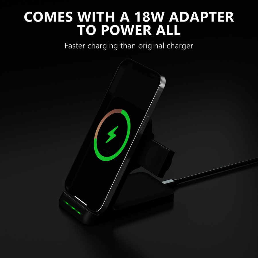 LAX Wireless 3 in 1 Charging Stand Black