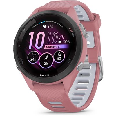 Garmin Forerunner 265S, Black Bezel with Light Pink Case and Light Pink/Whitestone Silicone Band Garmin Forerunner 265S, Black Bezel with Light Pink Case and Light Pink/Whitestone Silicone Band