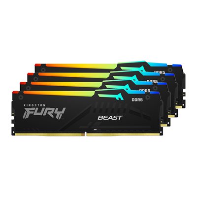 Kingston 64GB 5200MT/s DDR5 CL40 DIMM (Kit of 4) FURY Beast RGB XMP