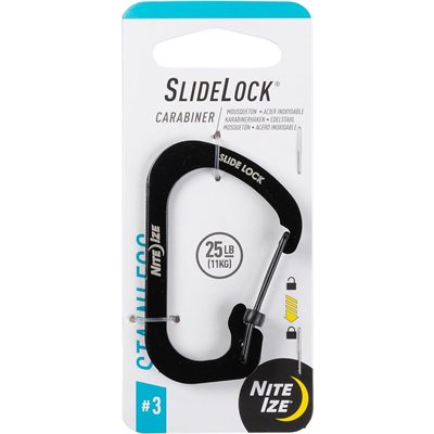 NITE IZE SlideLock Carabiner Stainless Steel #3 - Black NITE IZE SlideLock Carabiner Stainless Steel #3 - Black