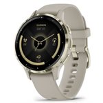 Garmin Venu 3S, Soft Gold Stainless Steel Bezel with French Gray Case and Silicone Band