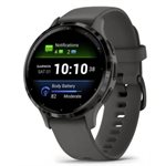 Garmin Venu 3S, Slate Stainless Steel Bezel with Pebble Gray Case and Silicone Band