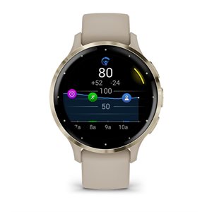 Garmin Venu 3S, Soft Gold Stainless Steel Bezel with Dust Rose Case and Silicone Band
