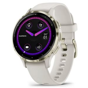 Garmin Venu 3S, Soft Gold Stainless Steel Bezel with Ivory Case and Silicone Band