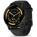 Garmin Venu 3, Slate Stainless Steel Bezel with Black Case and Silicone Band