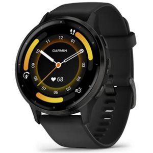 Garmin Venu 3, Slate Stainless Steel Bezel with Black Case and Silicone Band