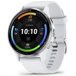 Garmin Venu 3, Silver Stainless Steel Bezel with Whitestone Case and Silicone Band