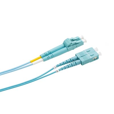 Optic.ca 1M Fiber Patch Cable OM4, LC/UPC to SC/UPC Senko, MMF, Duplex, 2mm aqua Corning Optic.ca 1M Fiber Patch Cable OM4, LC/UPC to SC/UPC Senko, MMF, Duplex, 2mm aqua Corning