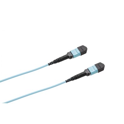 Optic.ca 1M Fiber Patch Cable OM4, Type B 12F, MTP/U-MTP/U US Conec, 2mm aqua Corning Optic.ca 1M Fiber Patch Cable OM4, Type B 12F, MTP/U-MTP/U US Conec, 2mm aqua Corning