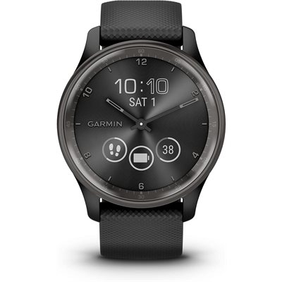 Garmin vivomove Trend, Slate Stainless Steel Bezel with Black Case and Silicone Band Garmin vivomove Trend, Slate Stainless Steel Bezel with Black Case and Silicone Band