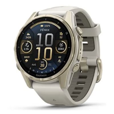 Garmin fenix 8 – 43mm,AMOLED Sapphire,Soft Gold w/Fog Gray/Dark Sandstone/Silver/Whitestone Silicone
