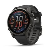 Garmin fenix 8 – 43 mm,AMOLED Sapphire,Carbon Gray DLC Titanium with Black/Pebble Gray Silicone Band