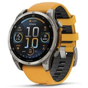 Garmin fenix 8 – 47 mm, AMOLED Sapphire, Titanium with Spark Orange/Graphite Silicone Band
