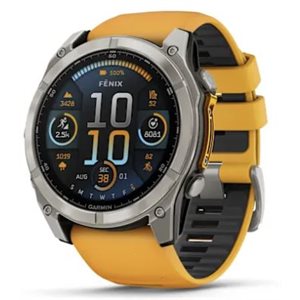 Garmin fenix 8 – 51 mm, AMOLED Sapphire, Titanium with Spark Orange/Graphite Silicone Band