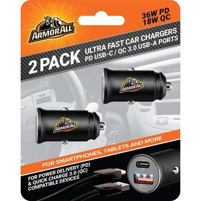 Chargeur de voiture Armor All 54 W PD QC (Ens. de 2) Chargeur de voiture Armor All 54 W PD QC (Ens. de 2)