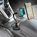 ARMORALL 0W Wireless Charging Phone Mount with Gooseneck Cupholder 360 deg Rotation and 3ft Cable