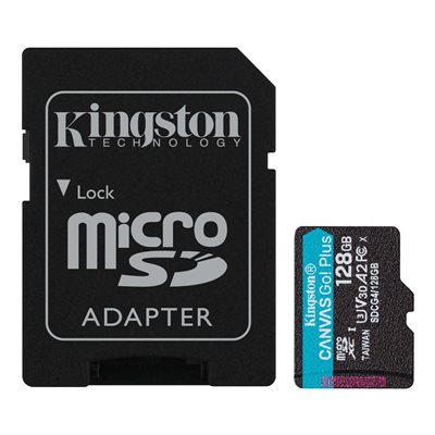 Kingston 128GB microSDXC Canvas Go Plus Gen4 200MB/s A2 U3 V30 Card + Adapter Kingston 128GB microSDXC Canvas Go Plus Gen4 200MB/s A2 U3 V30 Card + Adapter
