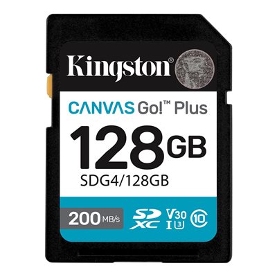 Kingston 128GB SDXC Canvas Go Plus Gen4 200MB/s C10 UHS-I U3 V30