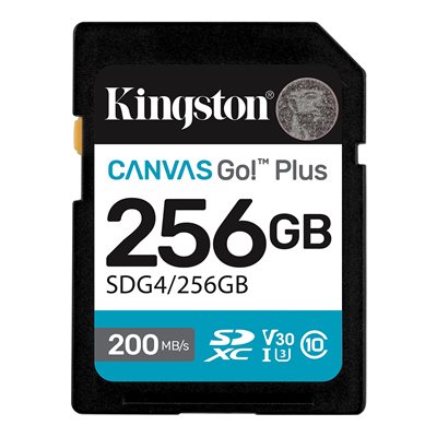 Kingston 256GB SDXC Canvas Go Plus Gen4 200MB/s C10 UHS-I U3 V30