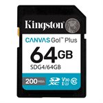 Kingston 64GB SDXC Canvas Go Plus Gen4 200MB/s C10 UHS-I U3 V30
