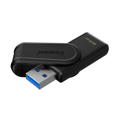 Clé Kingston 64 GO USB 3.2 Gen 1 DataTraveler Exodia S avec capuchon pivotant (noir/noir)