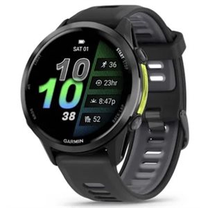 Garmin Forerunner 970 Carbon Gray DLC Titanium with Black Case and Black/Translucent Whitestone Band