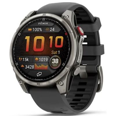 Garmin fenix 8 Pro – 51 mm, AMOLED, Sapphire, Titanium with Graphite/Black Silicone Band