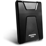 Disque dur externe ADATA HD650 1 To, robuste, avec revêtement en caoutchouc antichoc noir.